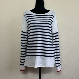 Majestic filatures top women 2 long sleeve lightweight stripe round neck sweater